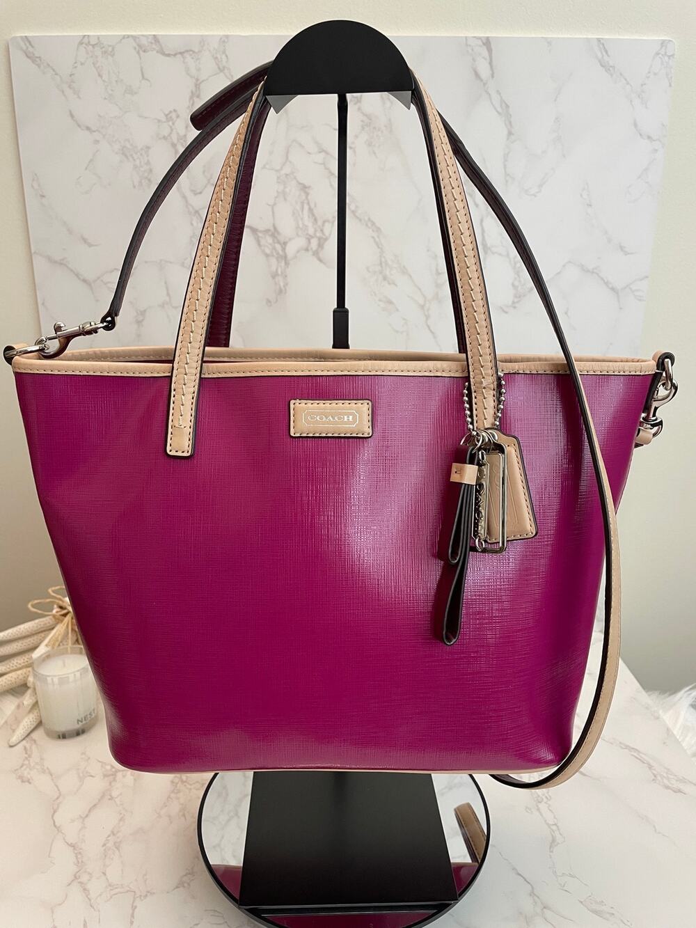 Coach Park Metro Tote Convertible / Medium Magenta / Fuchsia Pink GUC